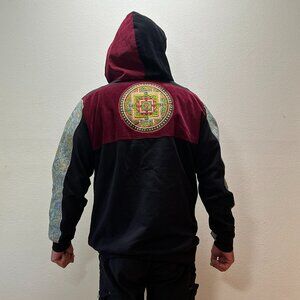 LOBO Unique Streetwear Wearable Art Handmade Patchwork Hoodie‎ Size L